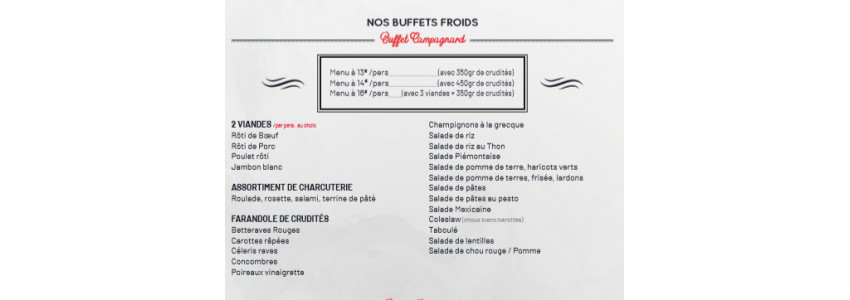 Nos menus de 10 à 20 personnes